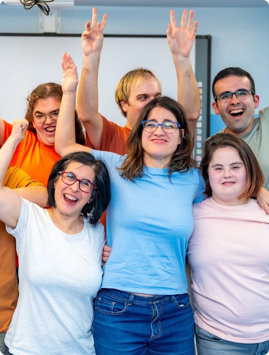 Diverse team celebrating together